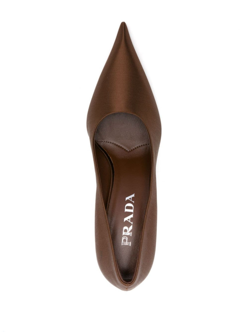Brown Pointed-toe Satin Pumps 4