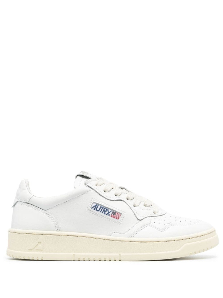 White Leather Logo Sneakers 1
