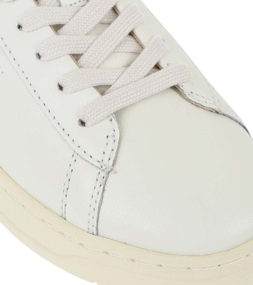 White Leather Low-Top Sneakers 4