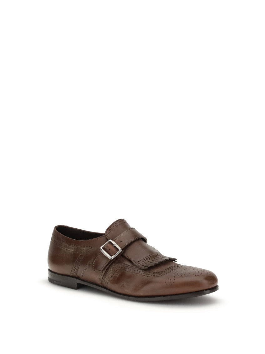Brown Houndstooth Leather Loafers 2