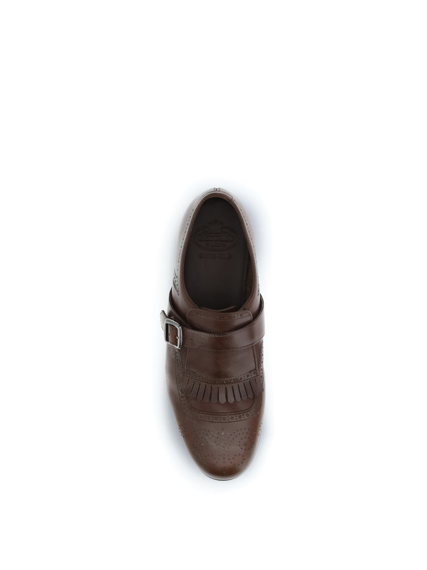 Brown Houndstooth Leather Loafers 4