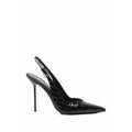 Black Textured Slingback Pumps 1