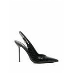 Black Textured Slingback Pumps 1