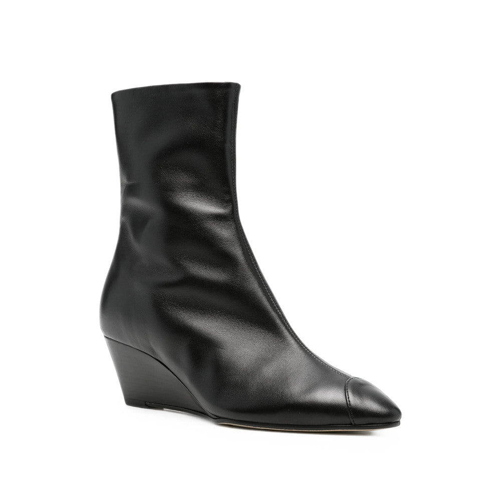 Black Leather Wedge Boots 1