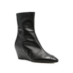 Black Leather Wedge Boots 1