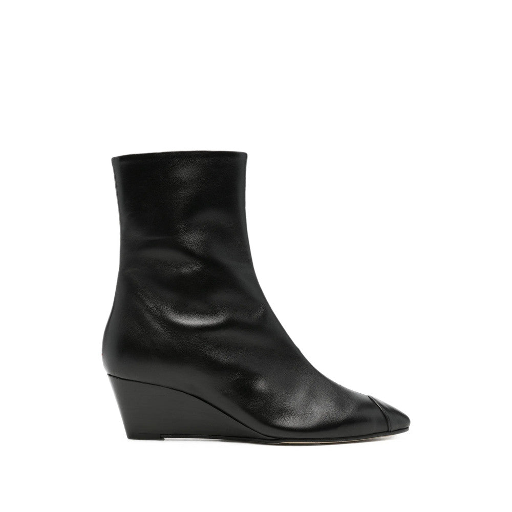 Black Leather Wedge Boots 2