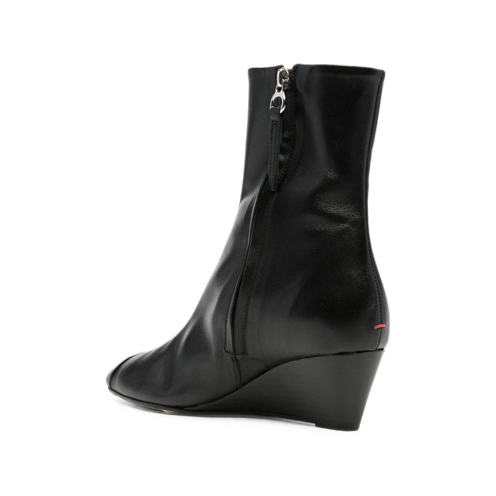 Black Leather Wedge Boots 3