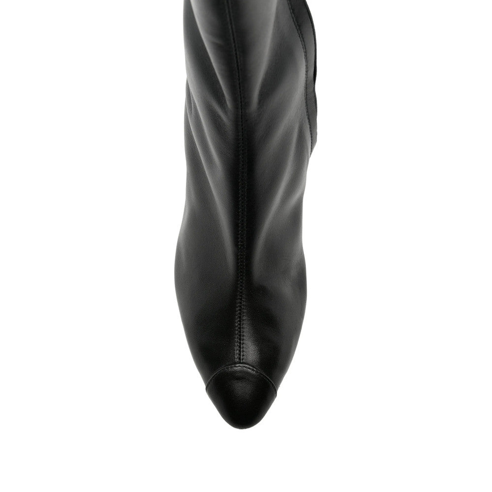 Black Leather Wedge Boots 4