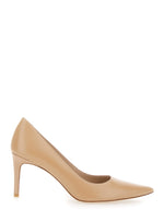 Beige Leather Power Pumps 1
