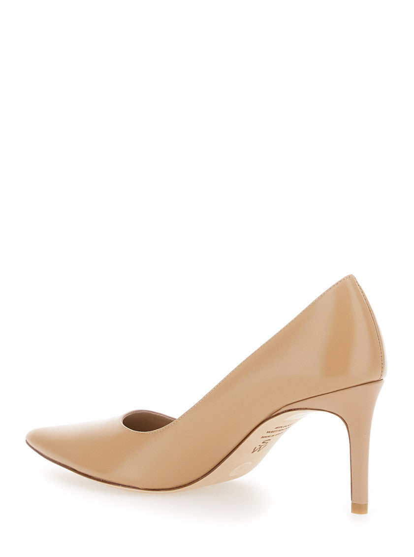 Beige Leather Power Pumps 3