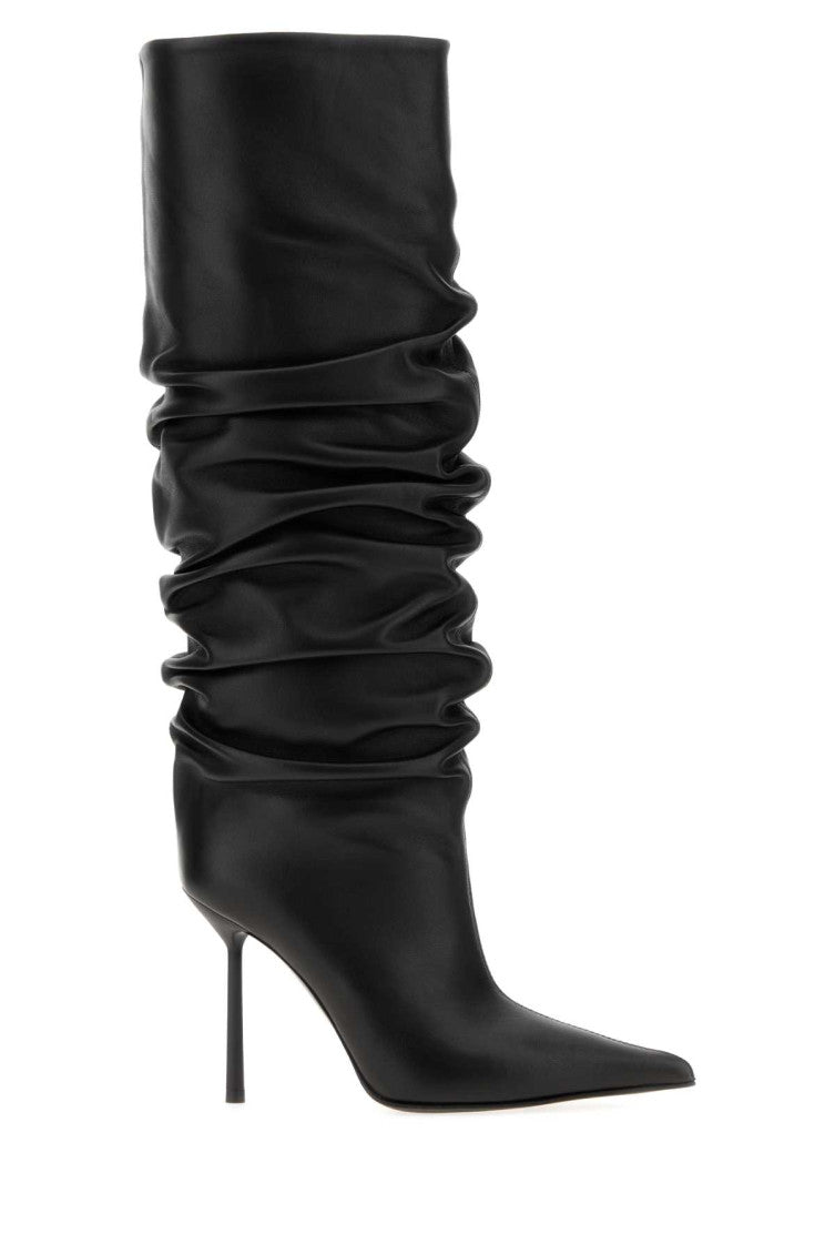 Black Leather Knee High Boots 1