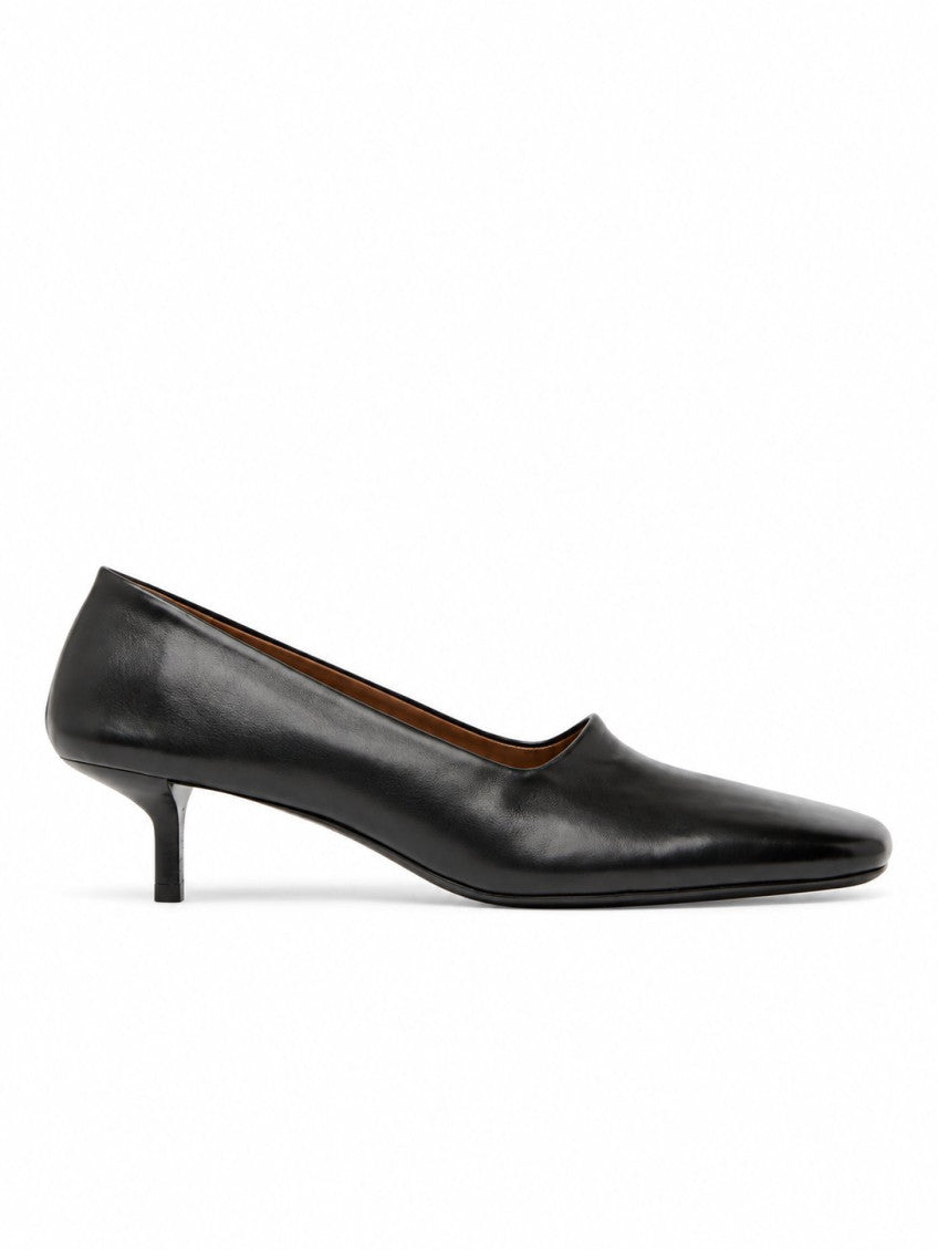 Black Leather Decollete Pumps 1