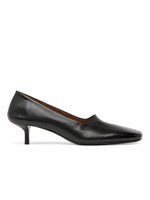 Black Leather Decollete Pumps 1