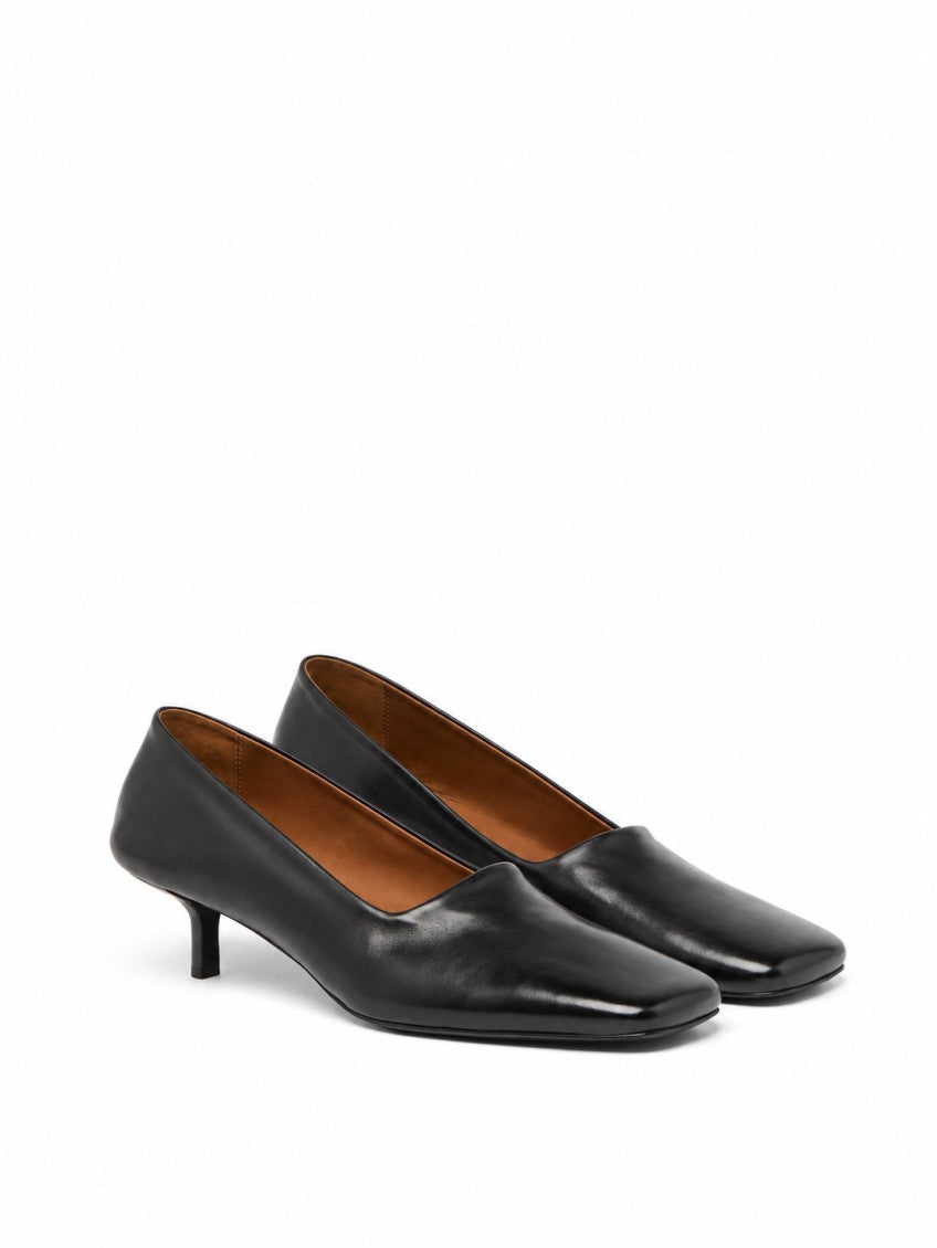 Black Leather Decollete Pumps 2