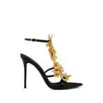 Black Floral Ankle-strap Heels 1