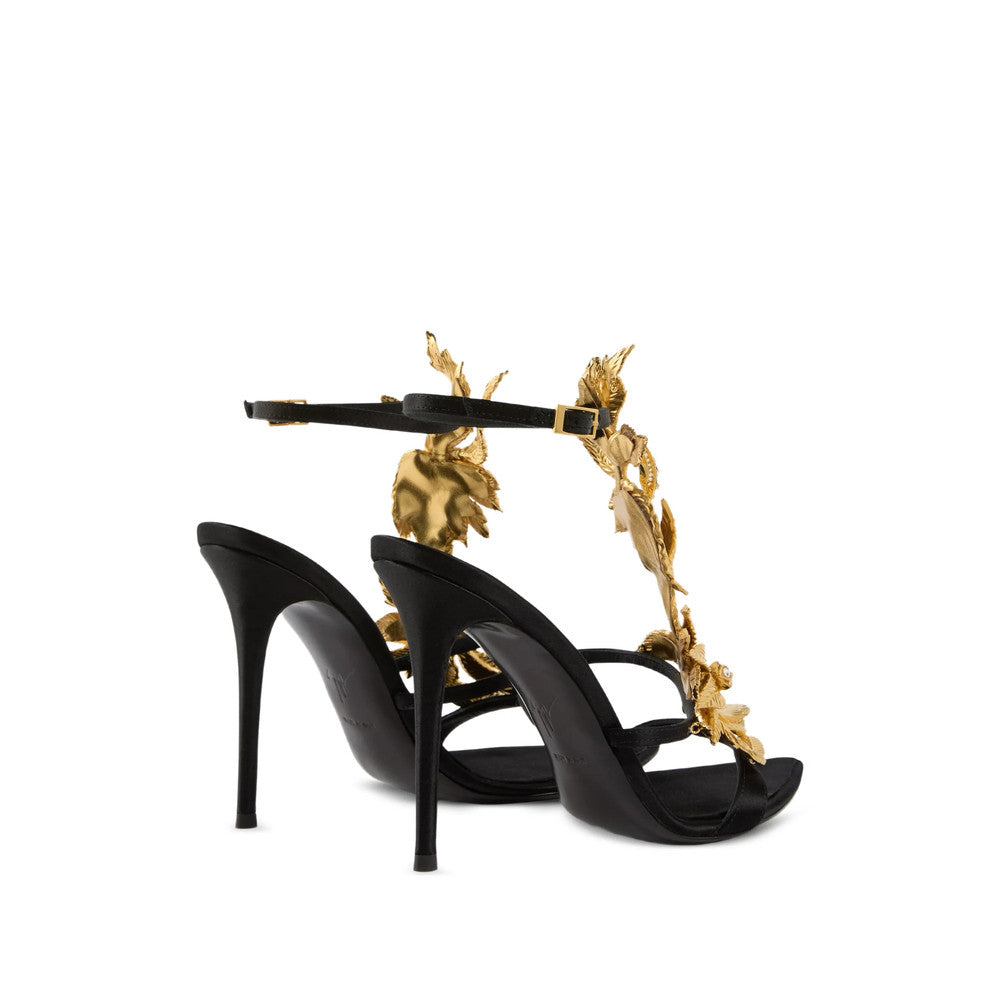 Black Floral Ankle-strap Heels 2