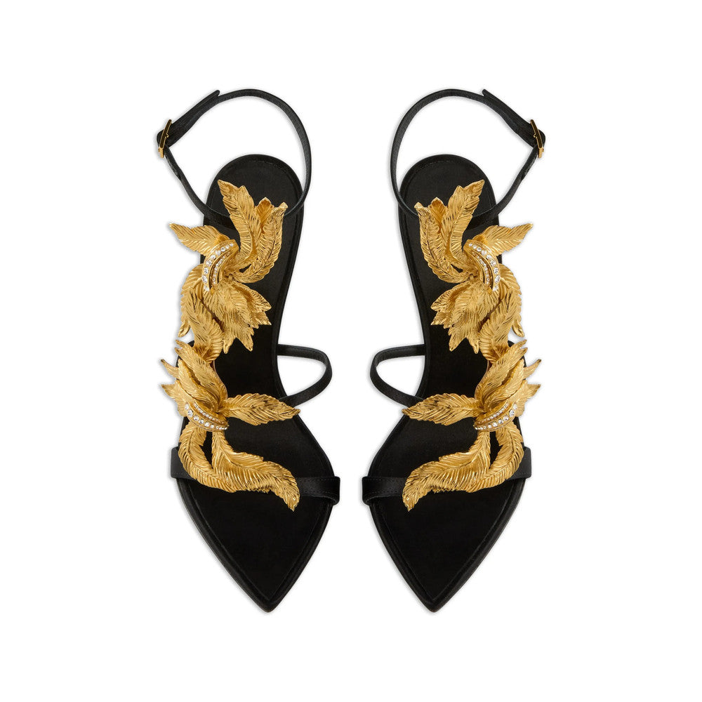 Black Floral Ankle-strap Heels 3