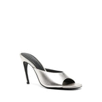 Silver Laminated Slip-On Heels 1