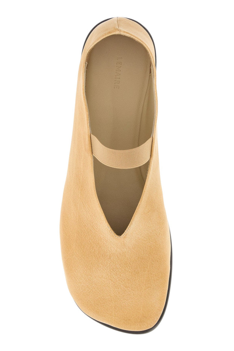Beige Leather Ballet Flats 3