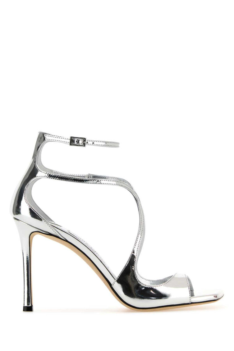 Silver Leather Azia Heels 1
