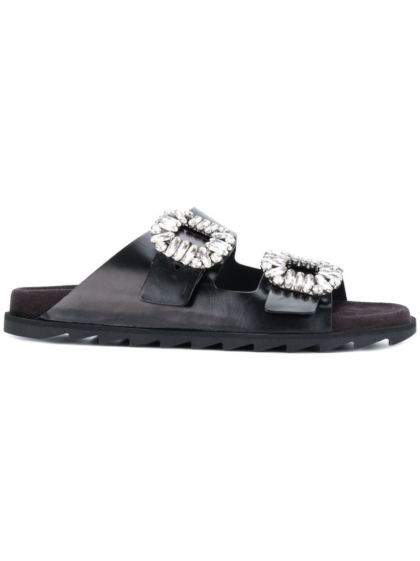 Black Slip On Sandals 1