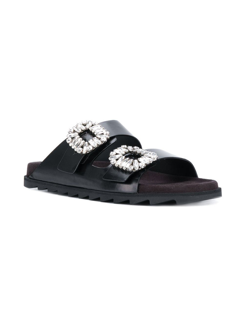 Black Slip On Sandals 2