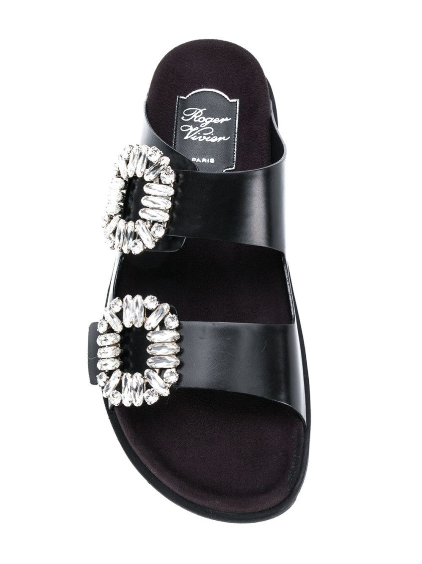 Black Slip On Sandals 4