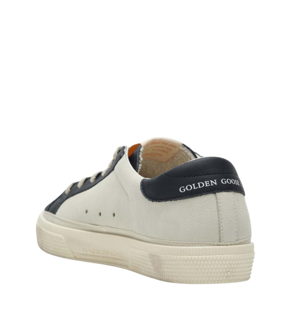 Kids White Blue Leather Sneakers 3