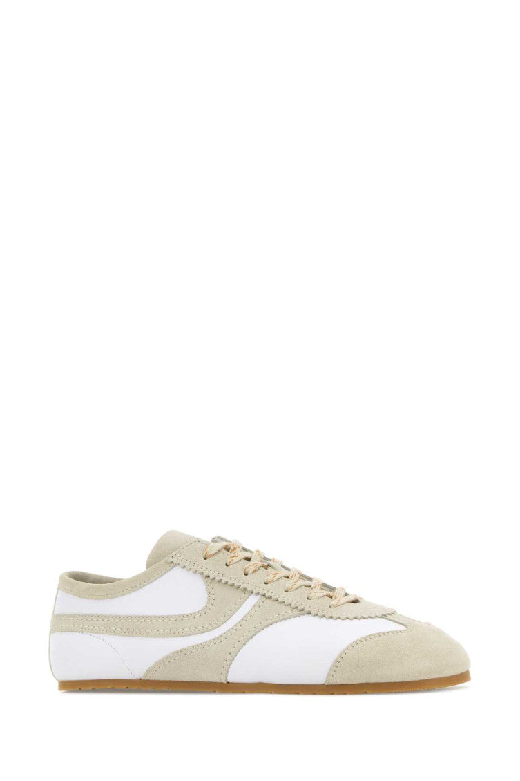 White Two-tone Leather Sneakers 2