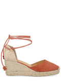 Pink Leather Espadrille Wedges 1