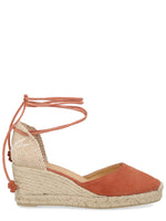 Pink Leather Espadrille Wedges 1
