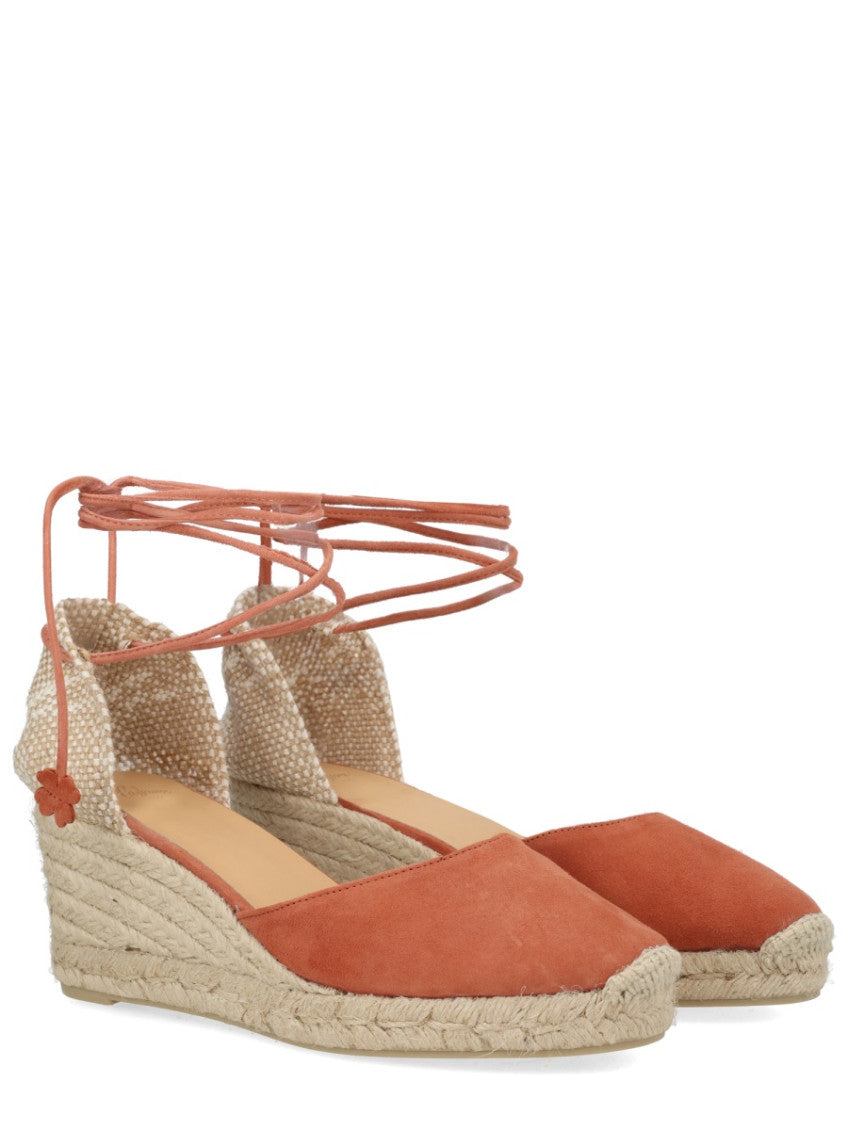 Pink Leather Espadrille Wedges 2