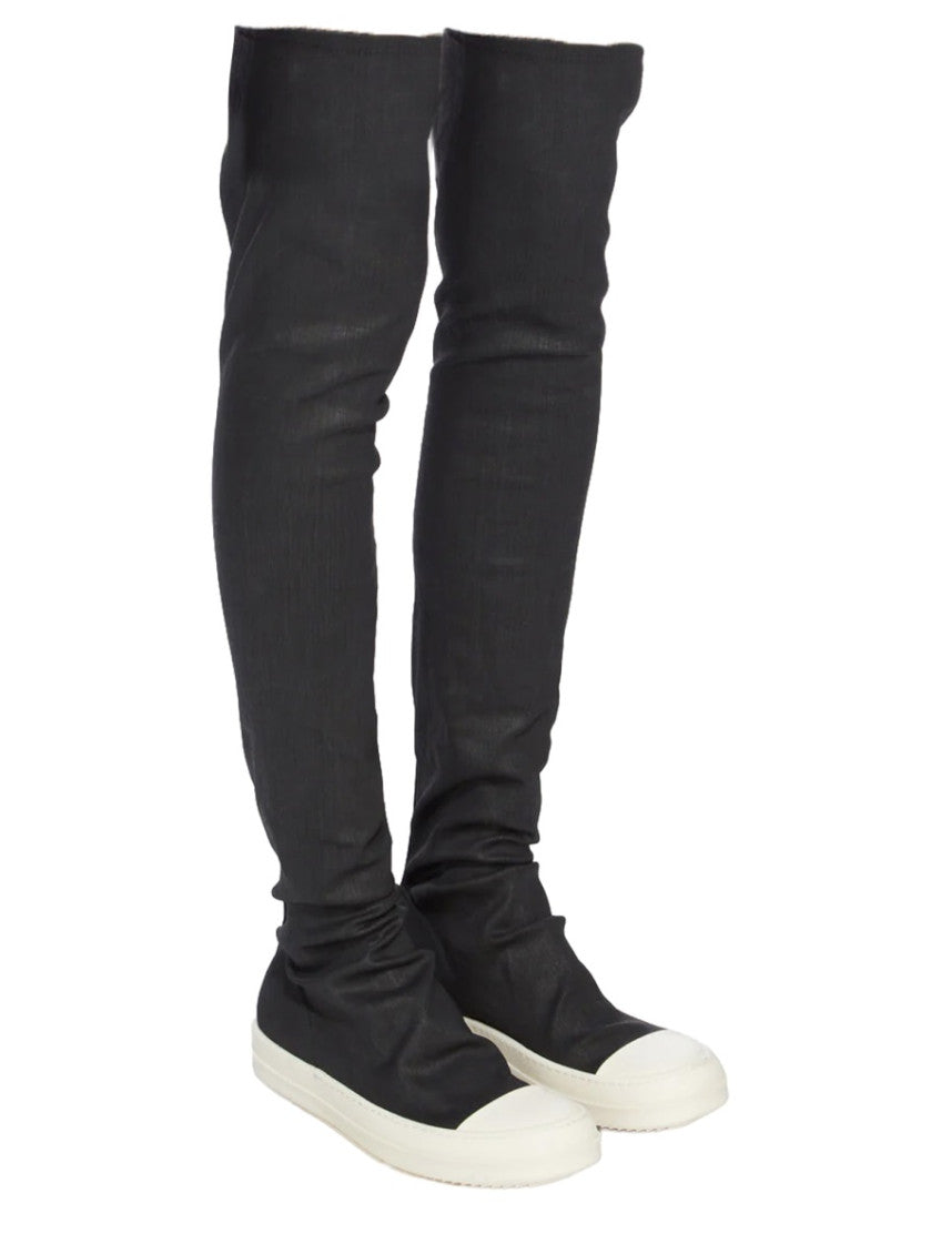 Black Solid High-Sock Boots 2