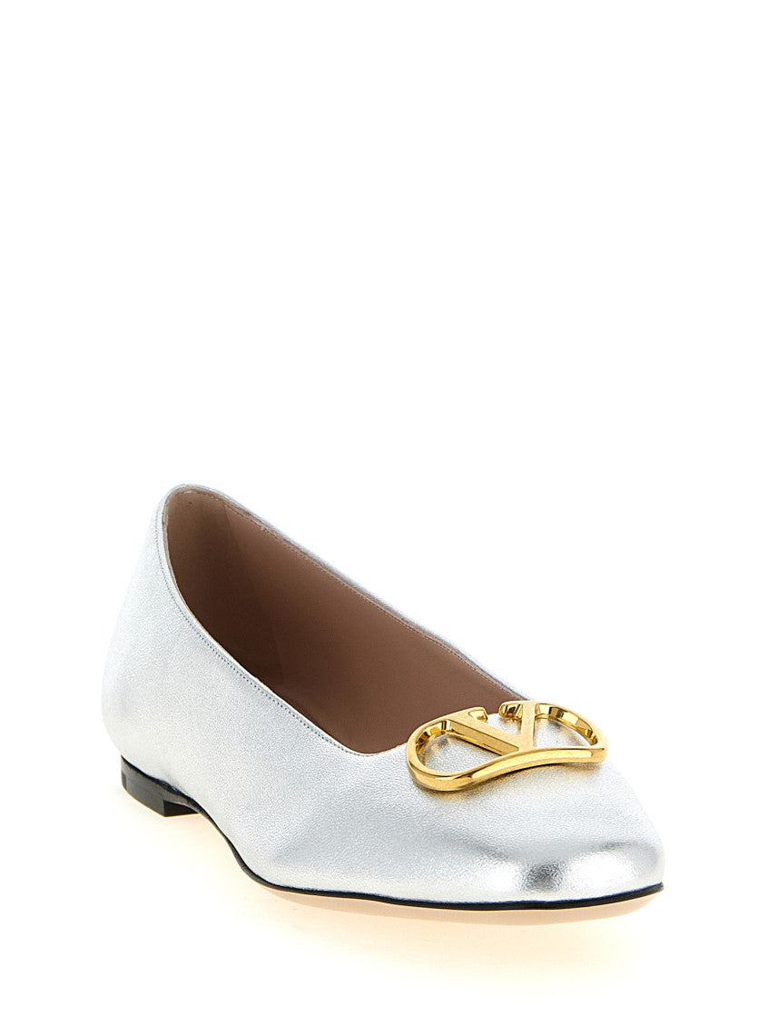 Silver Solid Signature Ballet Flats 2