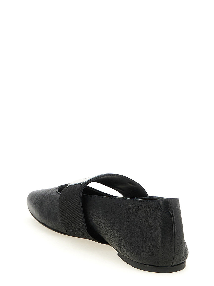 Black Solid Square Ballet Flats 3
