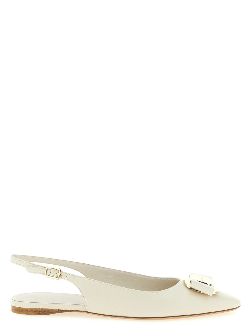 Beige Solid Zelmy Flats 1