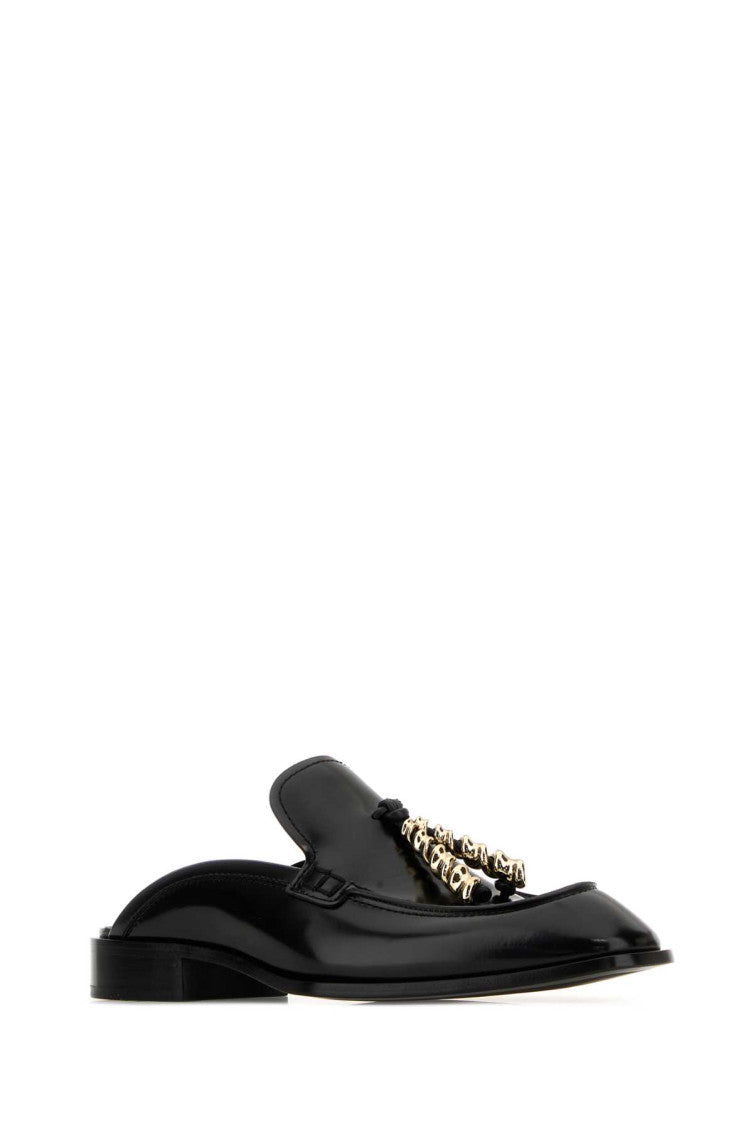 Black Leather Loafer Mules 2