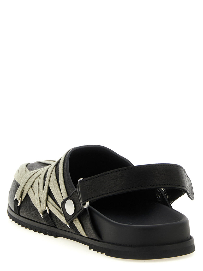 Black Solid Megalace Mules 3