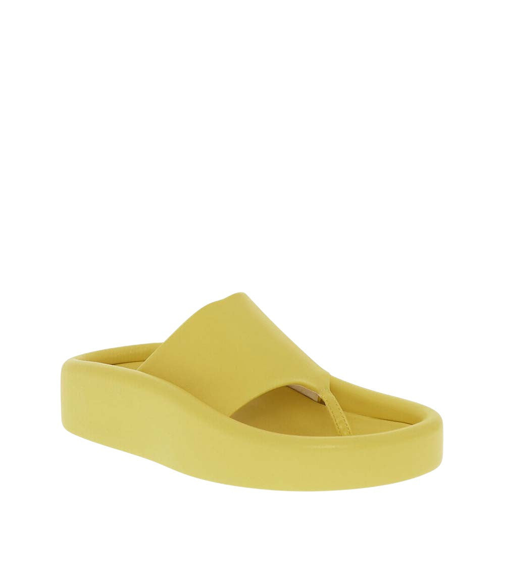 Yellow Leather Thong Sandals 1