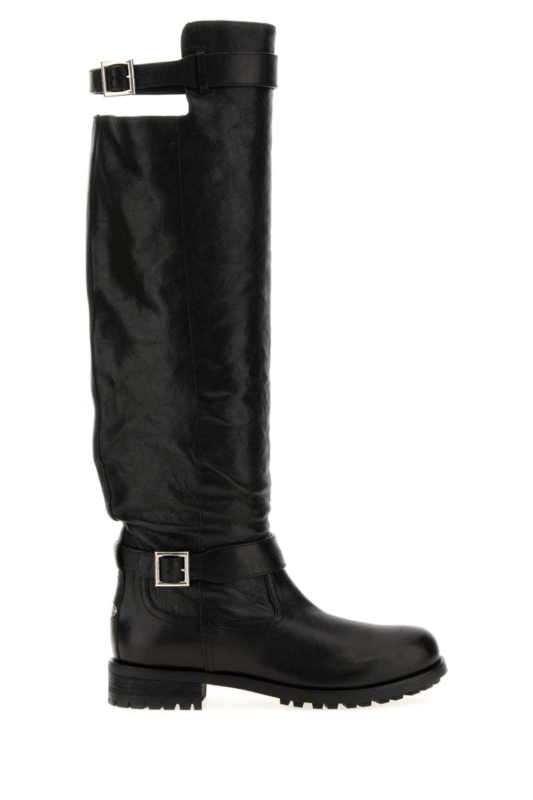 Black Leather Biker Boots 1