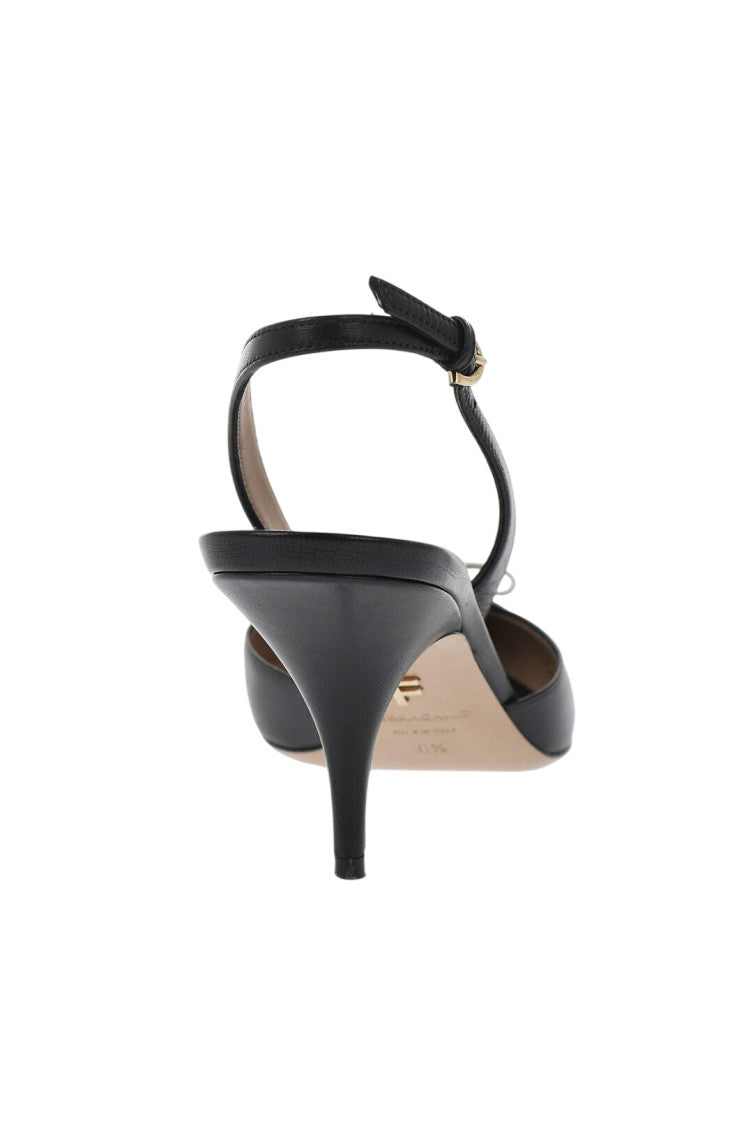 Black Leather Slingback Pumps 2