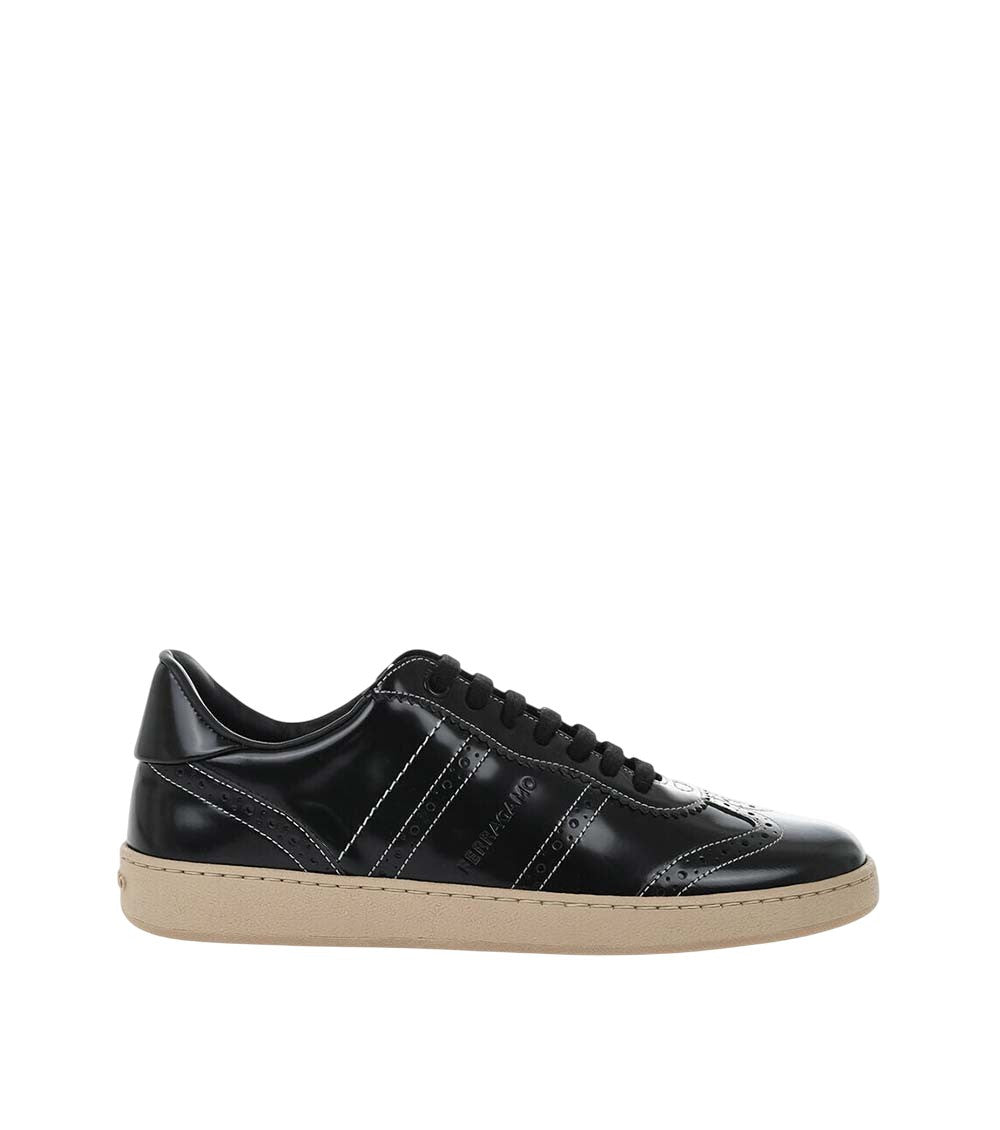 Black Low-top Leather Sneakers 1