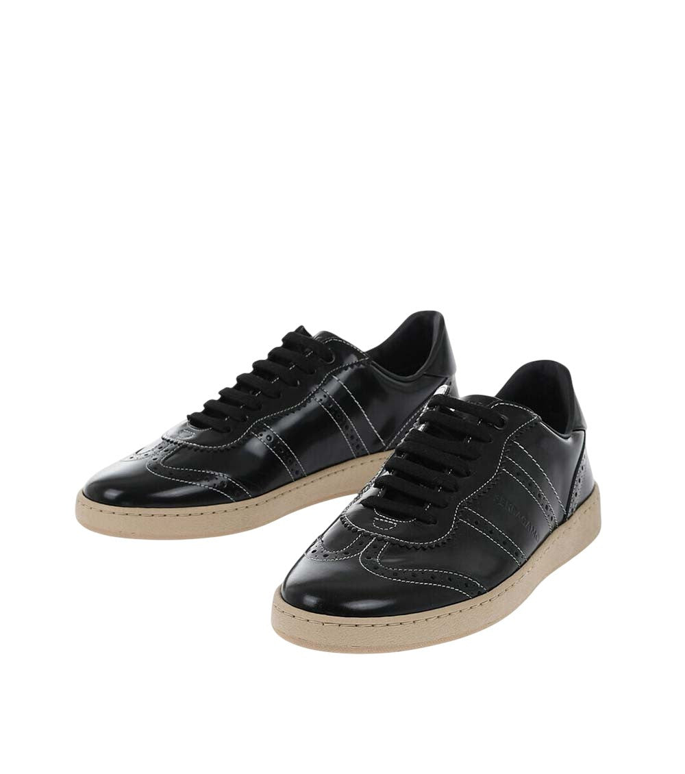 Black Low-top Leather Sneakers 2