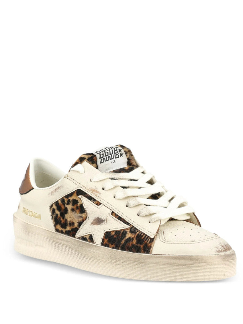 Beige Leather Star Sneakers 2