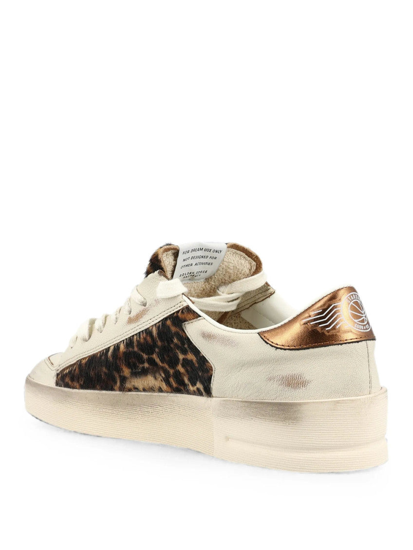 Beige Leather Star Sneakers 4