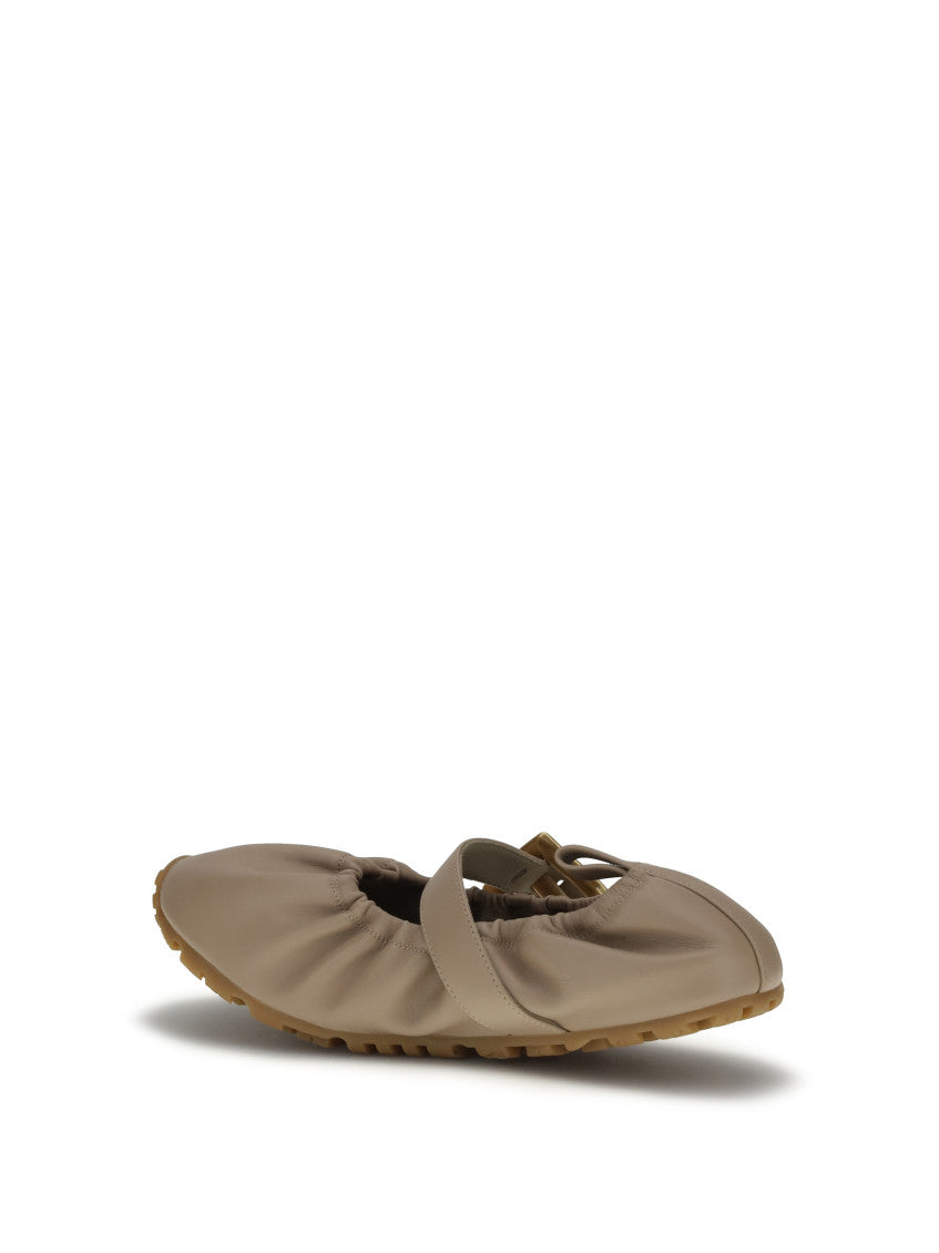 Beige Buckle Ballet Flats 3