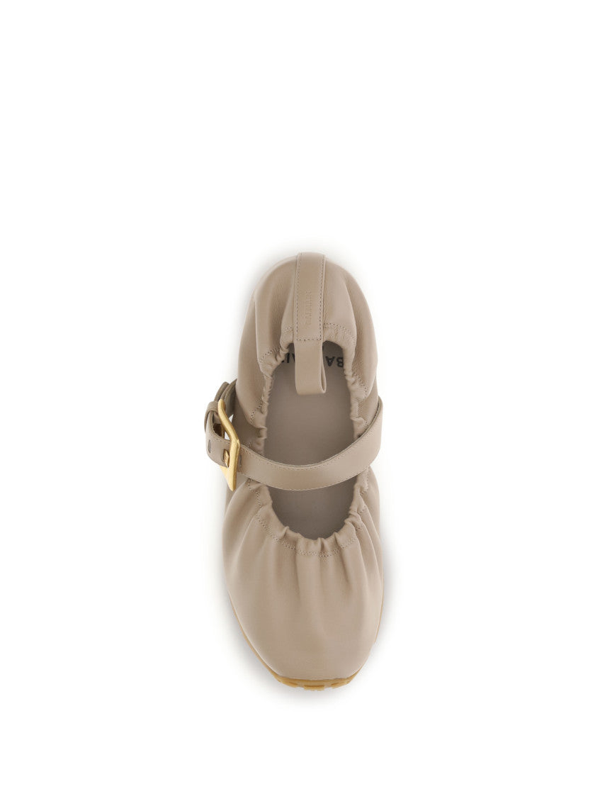 Beige Buckle Ballet Flats 4