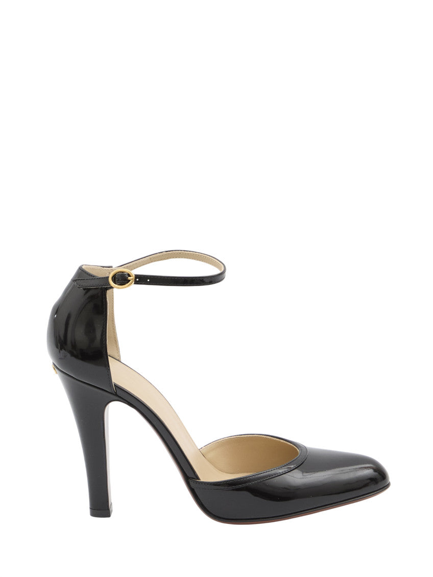 Black Ankle Strap Dolly Pumps 1