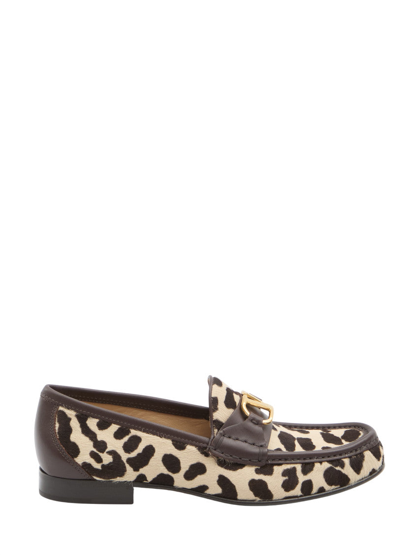 Leopard Print Logo Loafers 1
