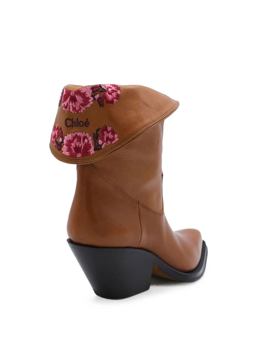 Brown Embroidered Azelan Boots 3